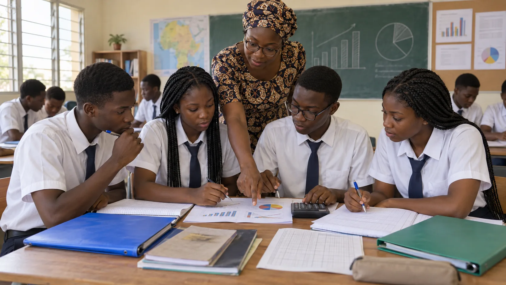 Cours d’économie et de gestion dans une classe de lycée